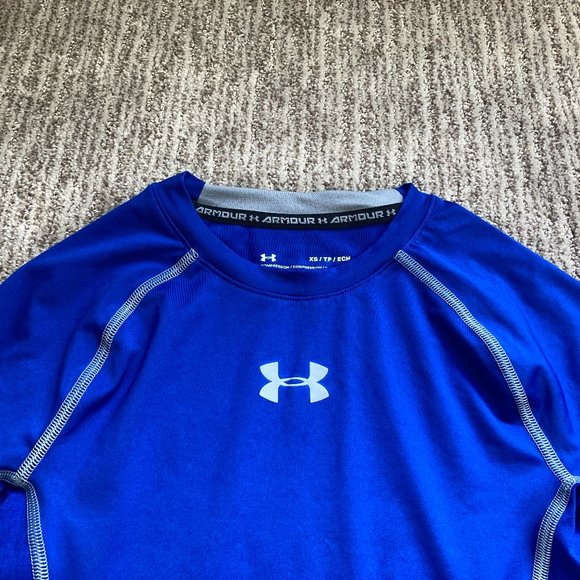 Men's XS Under Armour Heatgear Long Sleeve Compression shirt Blue - Picture 2 of 4